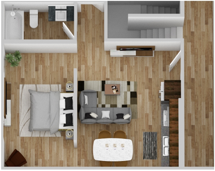 Actual image of newly remodeled floor plan.