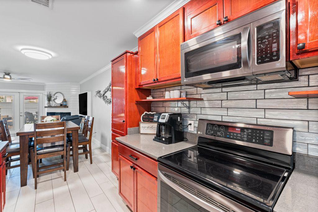 Large galley kitchen with all appliances