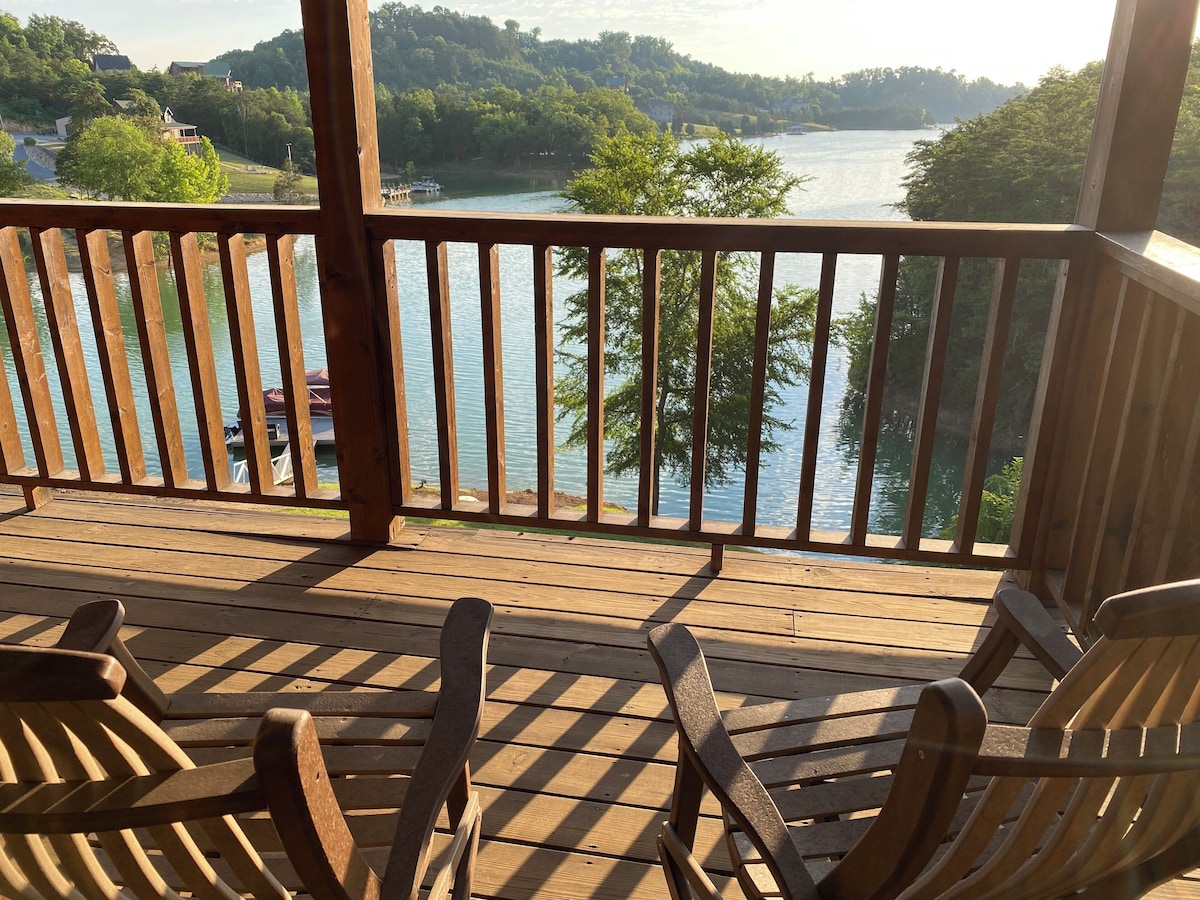 Enjoy a cup of coffee sitting on the rockers overlooking the lake in the morning