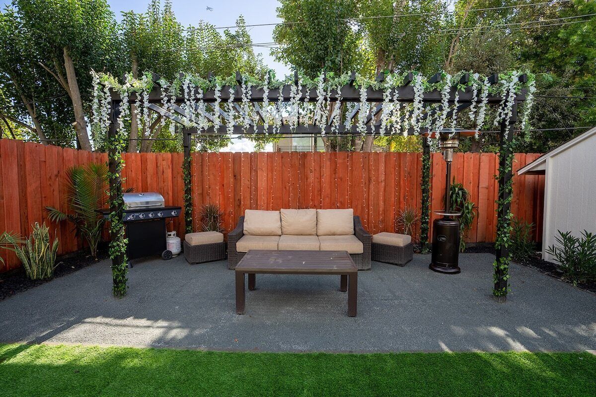 A cozy patio for relaxing and entertaining.