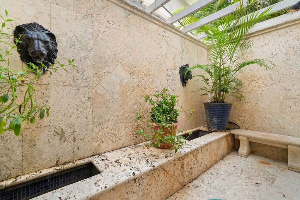 Outdoor shower off of the kitchen