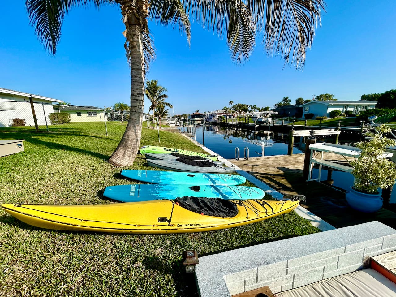 Our fleet includes 3 kayaks, 2 paddle boards, and 2 newly purchased FISHING kayaks!