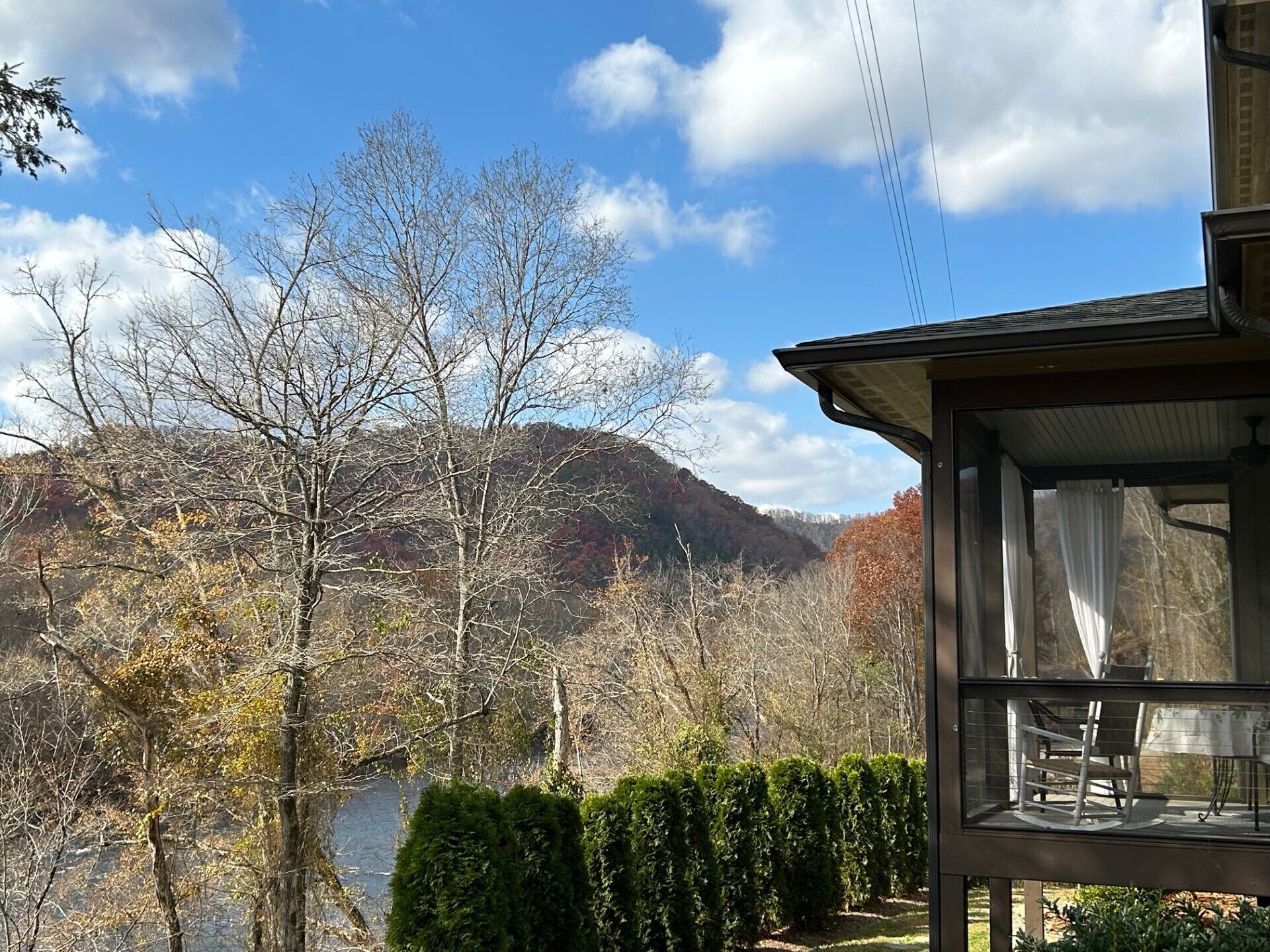 The porch is a lovely place to enjoy a late Autumn day