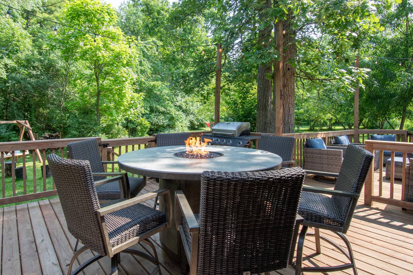 Grill up some tasty BBQ and serve it at the fire table.