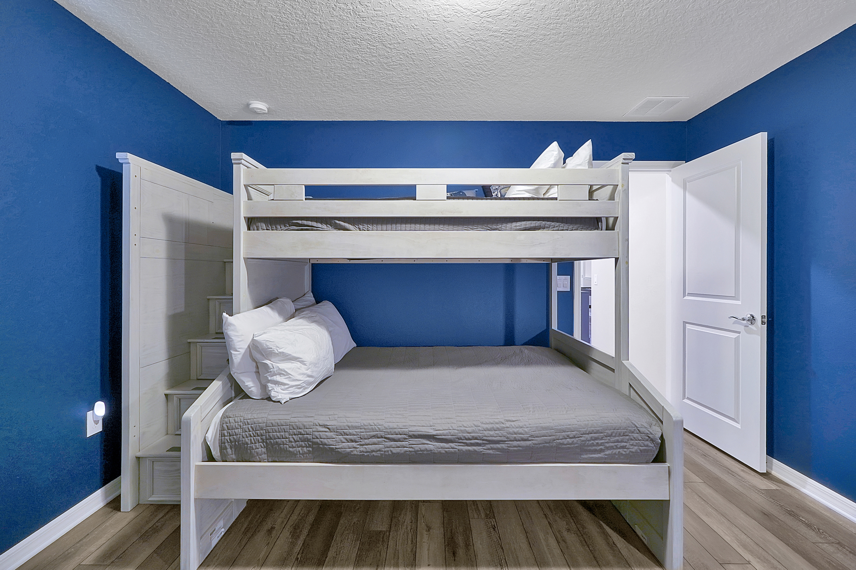 This bedroom is being completely remodeled in September 2026 to feature a new queen bed and theme
