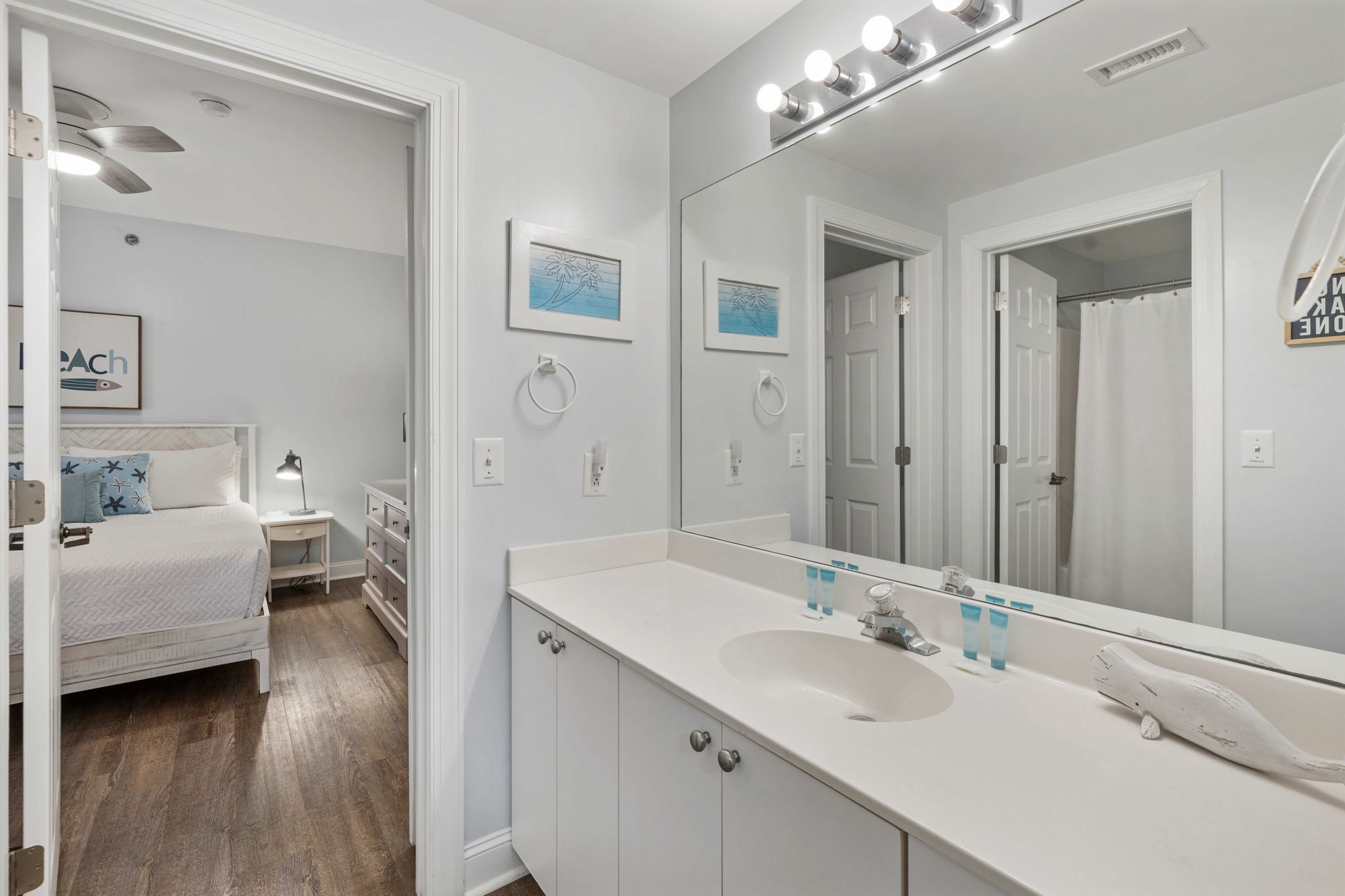 Bathroom 2: Jack n jill bath | Beach Breeze | Oceanview 202 | 1116 Ocean Blvd, Isle of Palms, SC | IOP Escapes