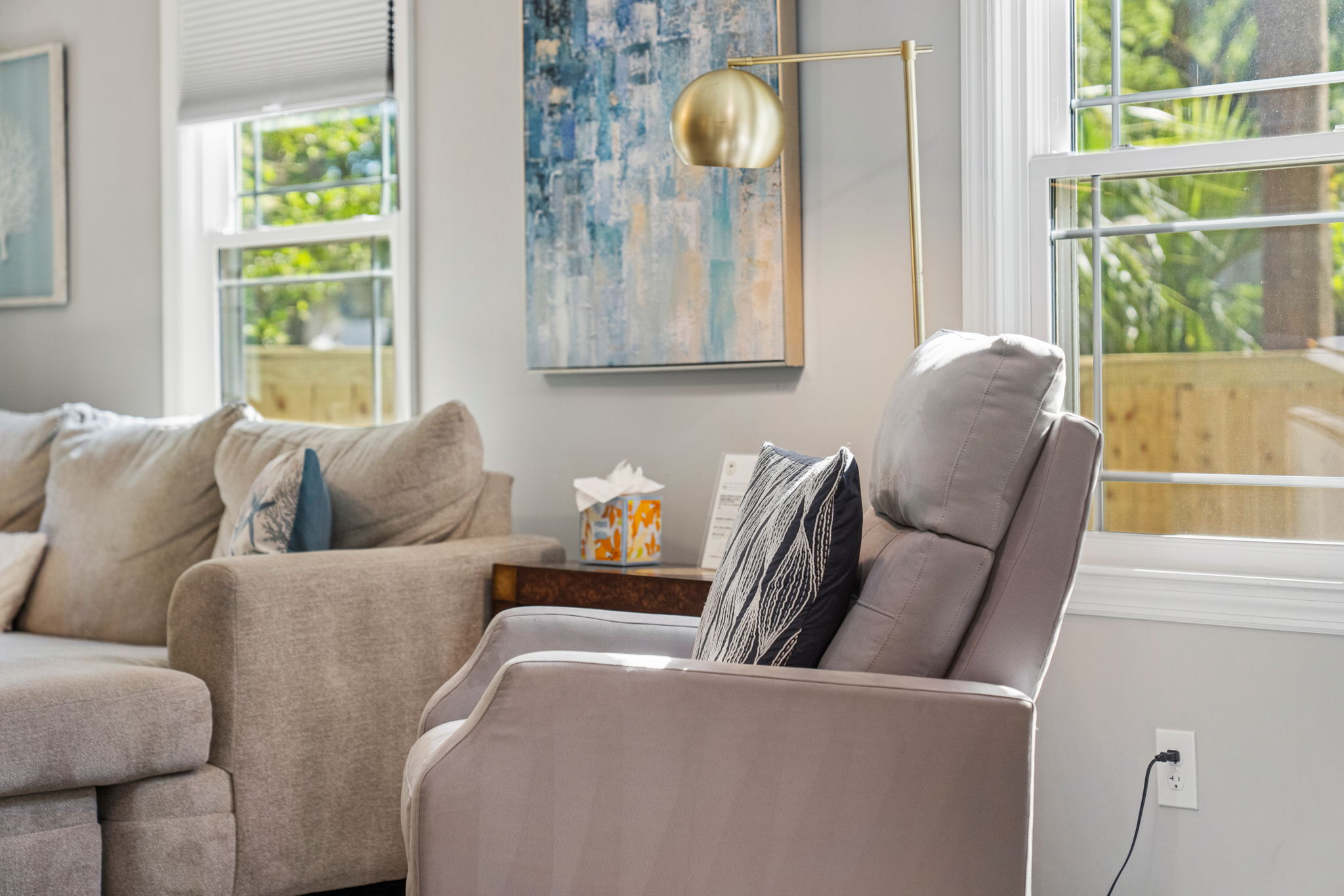 Recliner with Reading Light | IOP Escapes Beach Blessing | 3705 Hartnett Blvd, Isle of Palms, SC