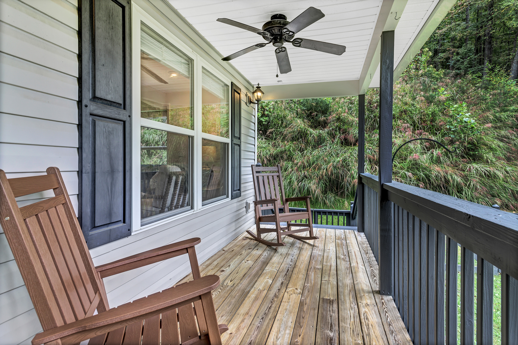 Plenty of seating to enjoy the view from the front porch