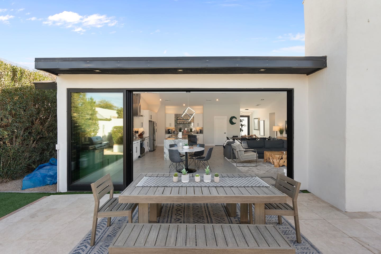 Indoor-outdoor flow with open living space.