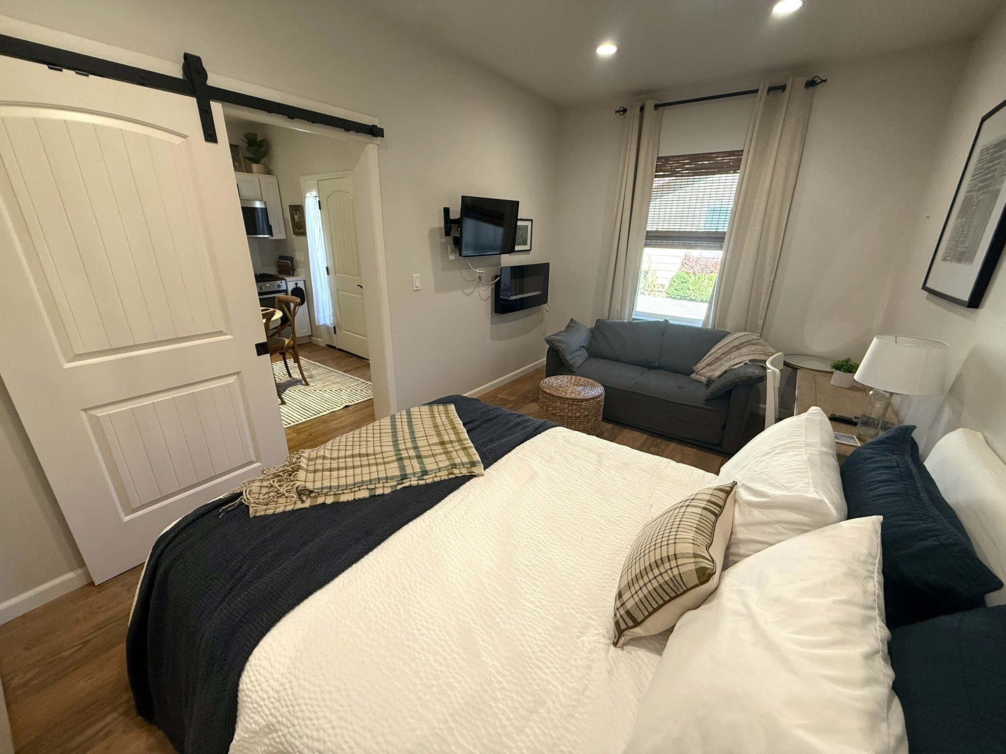 Queen Bed, Sleeper Sofa & Desk