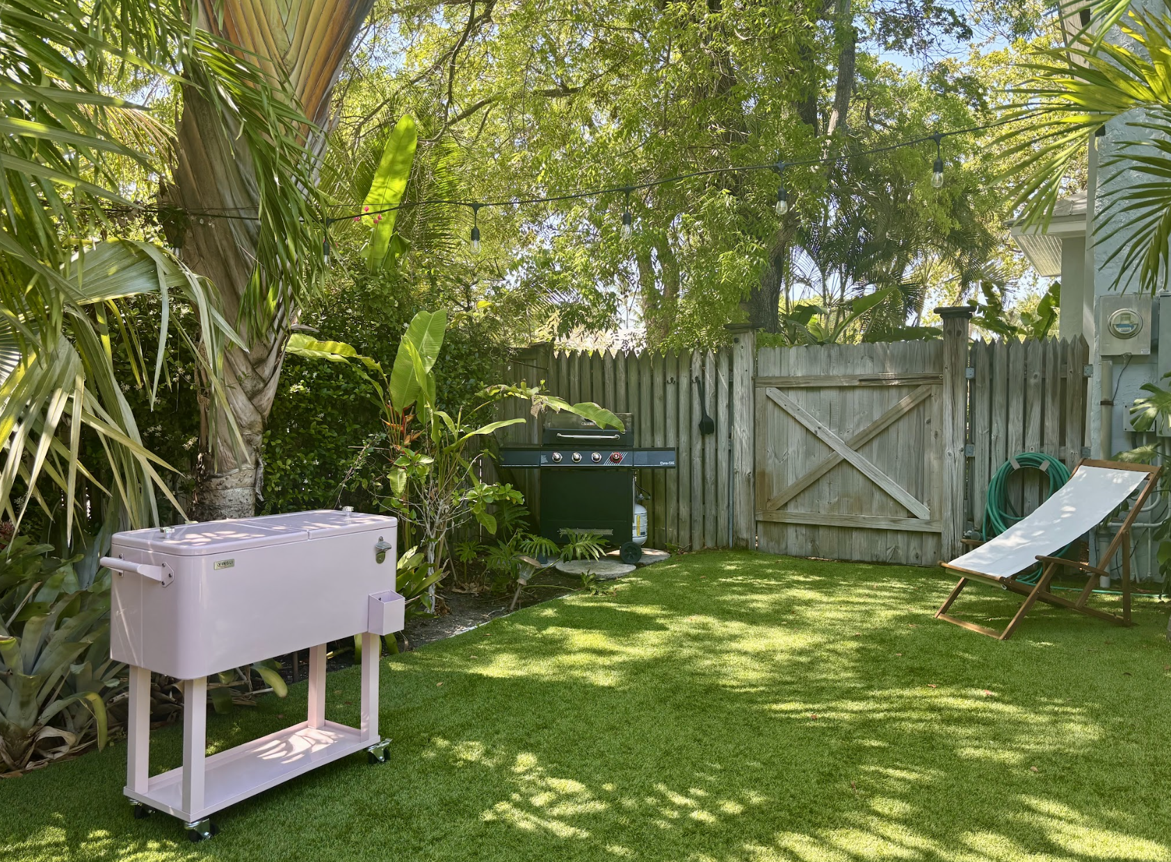 Enjoy dinner from the grill and keep your favorite chilled beverages in the nearby outdoor cooler.