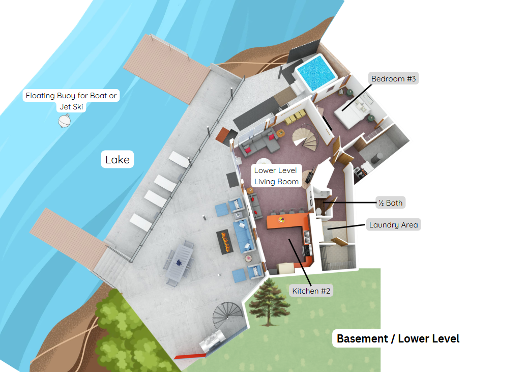 Basement / Lower Level - 3D Floor Plan