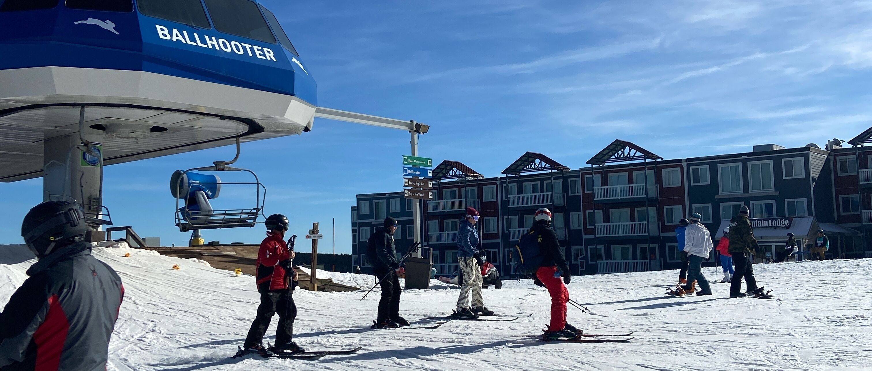 At the end of the day, ride Ballhooter lift up & Mtn Lodge is just a steps away