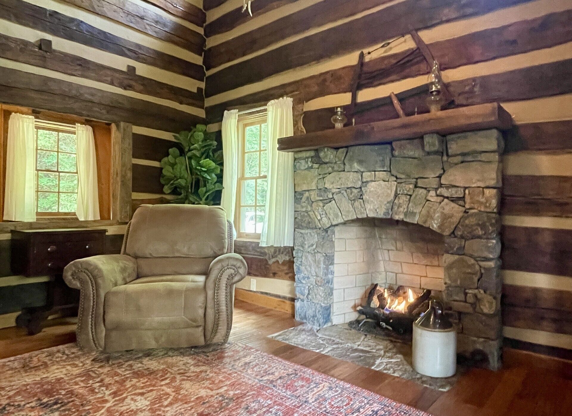 Propane burning fireplace for ambiance and extra warmth