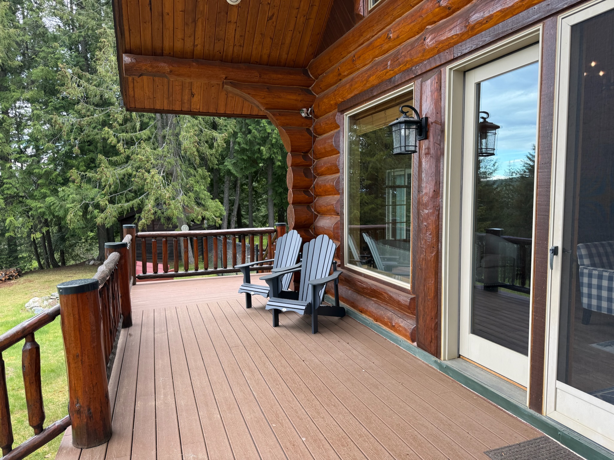 Porch with room for sitting and lake views