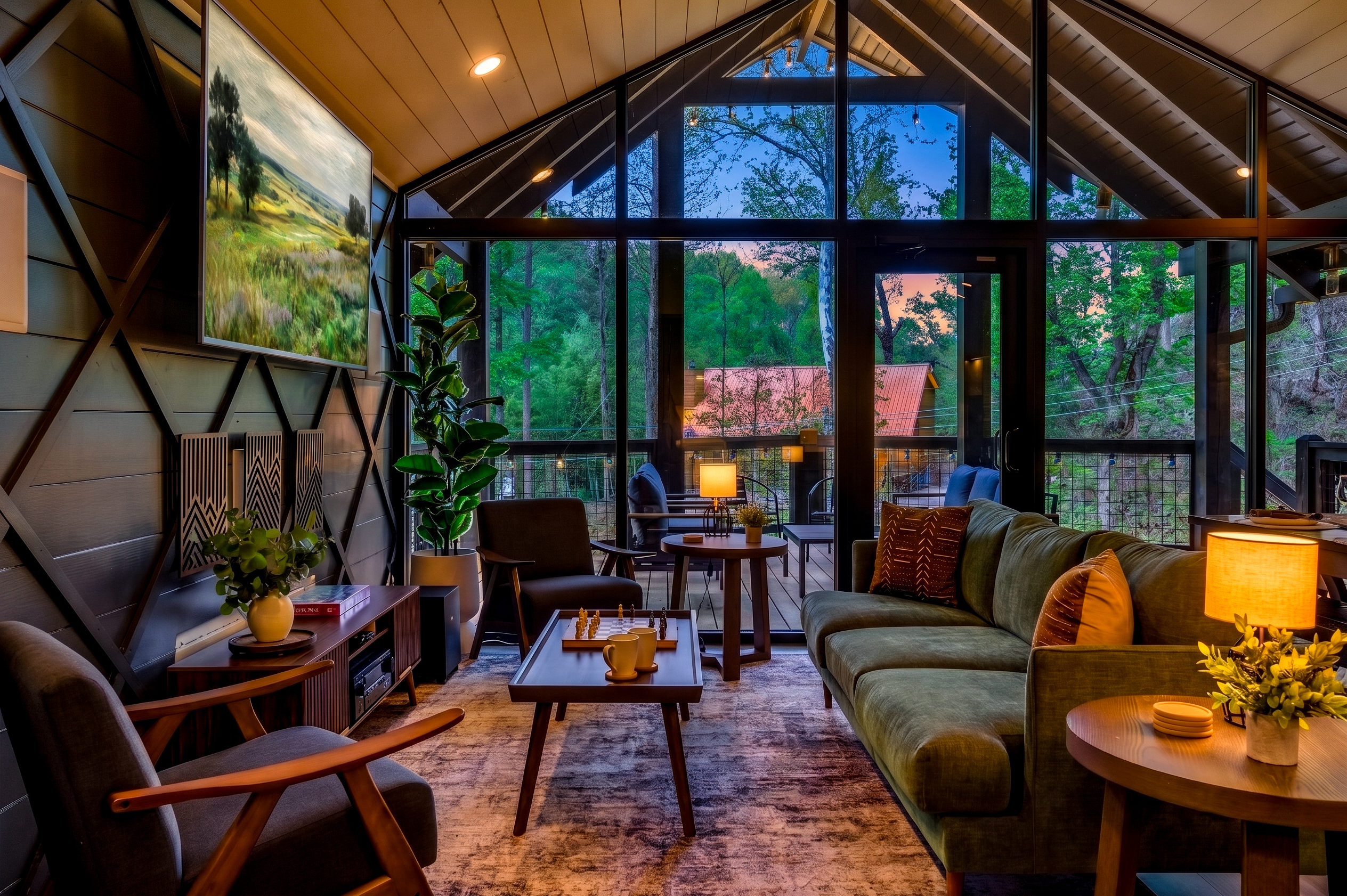 Welcome the outside in with a wall of windows.