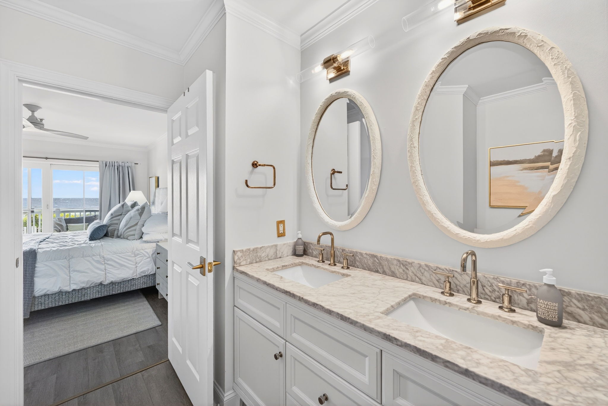 Primary Ensuite Bath | 1006 Ocean Blvd, Isle of Palms, SC | 102 Dunescape | IOP Escapes