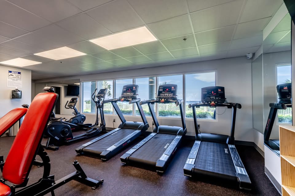 Resort gym, tower 3, sign waiver at HOA to get code.