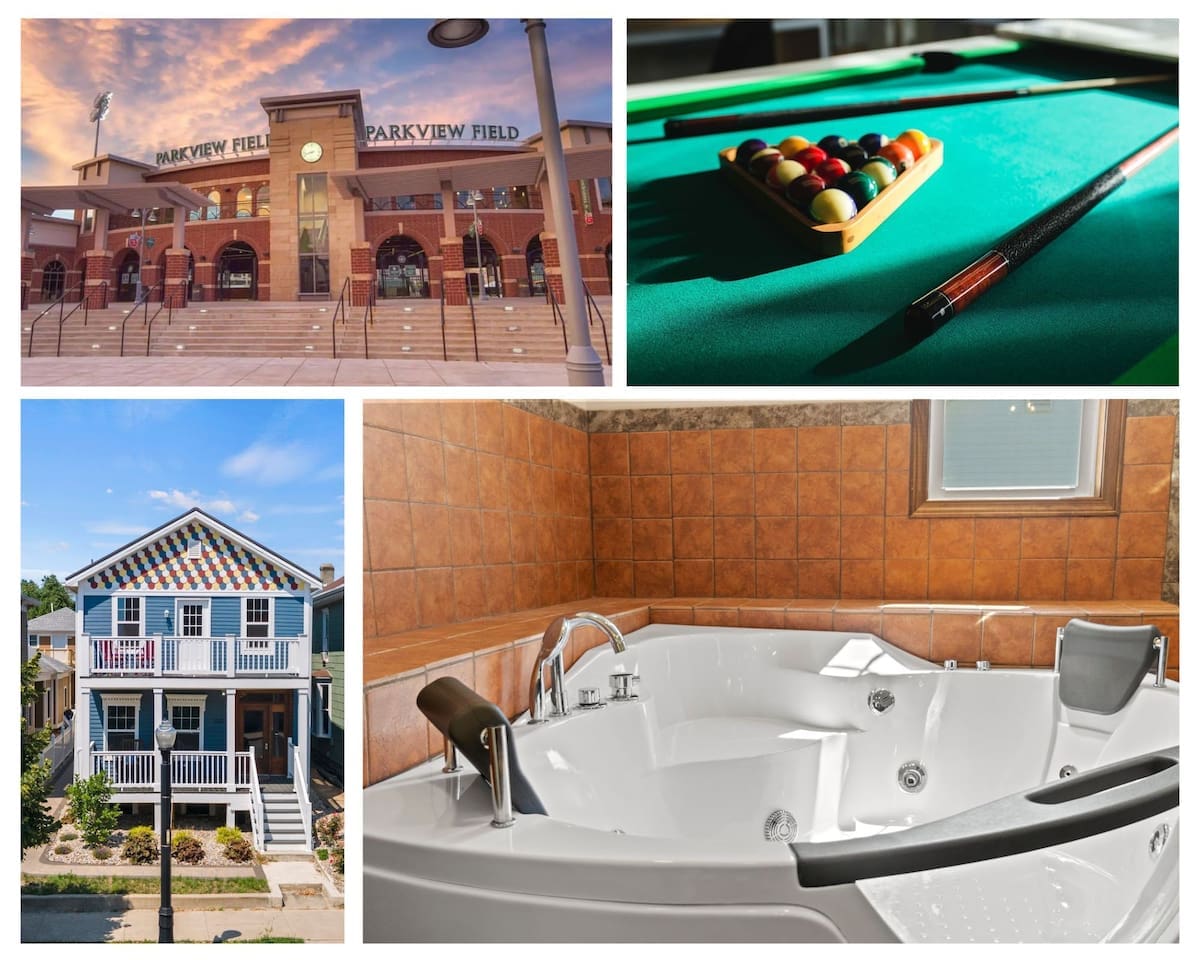 Featuring property amenities like a luxurious jacuzzi, an exciting game room, and a stunning view of the nearby park field, offering the perfect blend of relaxation and recreation.