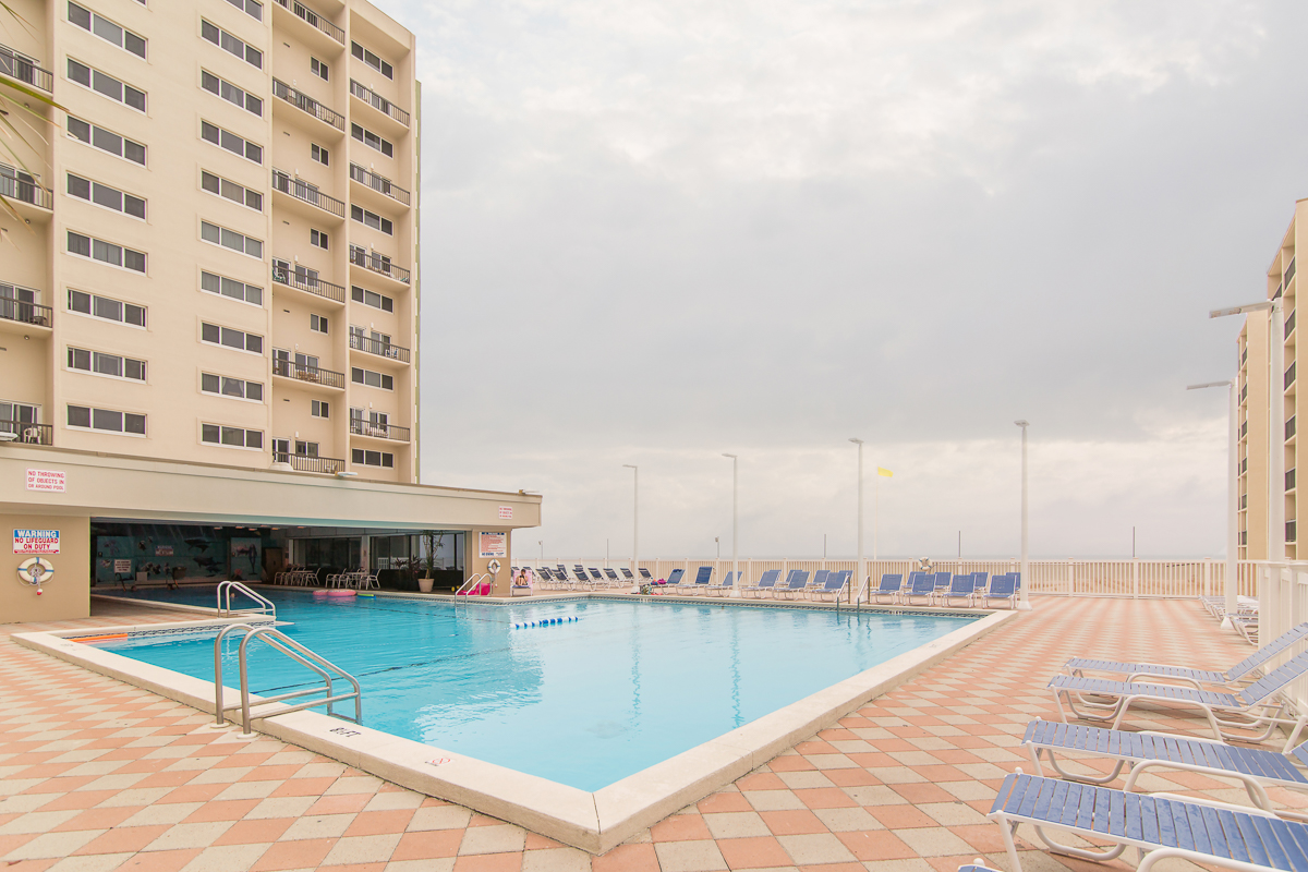 One of two outdoor pools