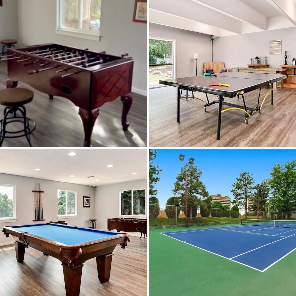The Clubhouse includes an indoor pool, hot tub, sauna, and steam room that are open year round; an outdoor pool and hot tub that are open from Memorial Day to Labor Day; and game rooms with a pool table, foosball, and ping pong.