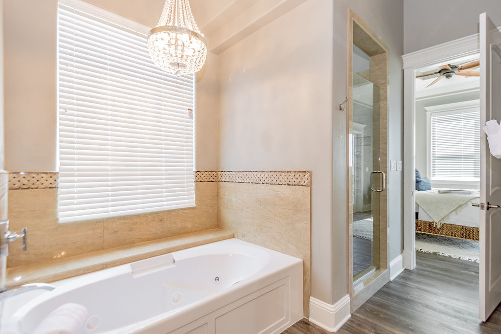 Ensuite with jetted tub and standup shower