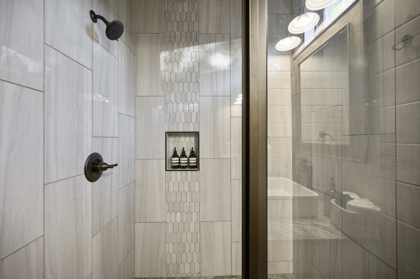 A light and airy bathroom with rustic details and everything you need for a refreshing stay