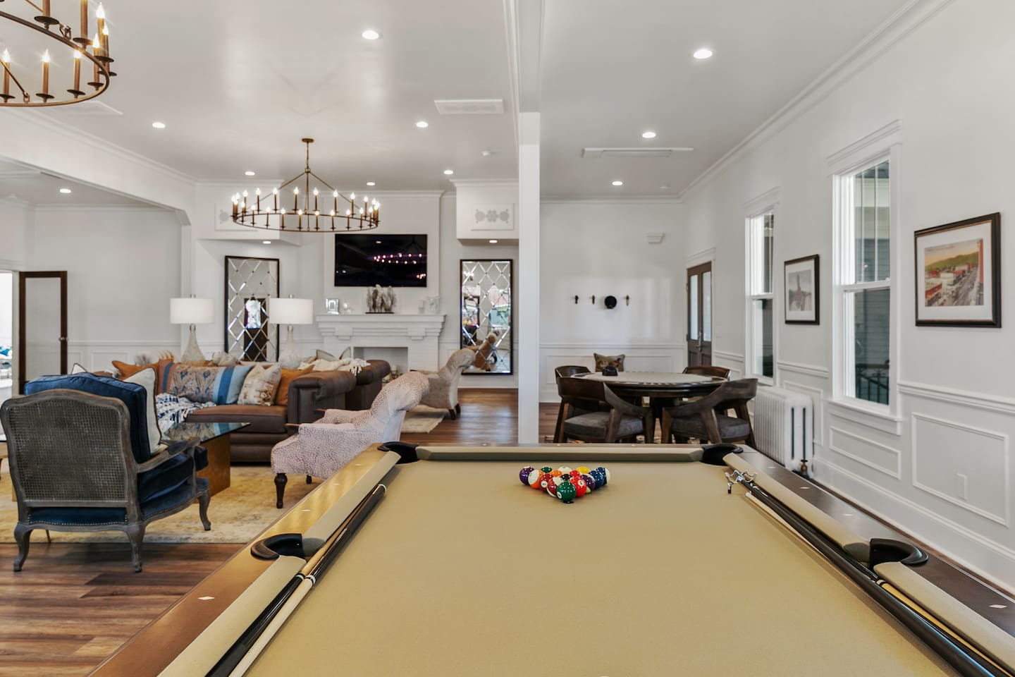 Huge great room for family fun that will fit your entire group and then some.
