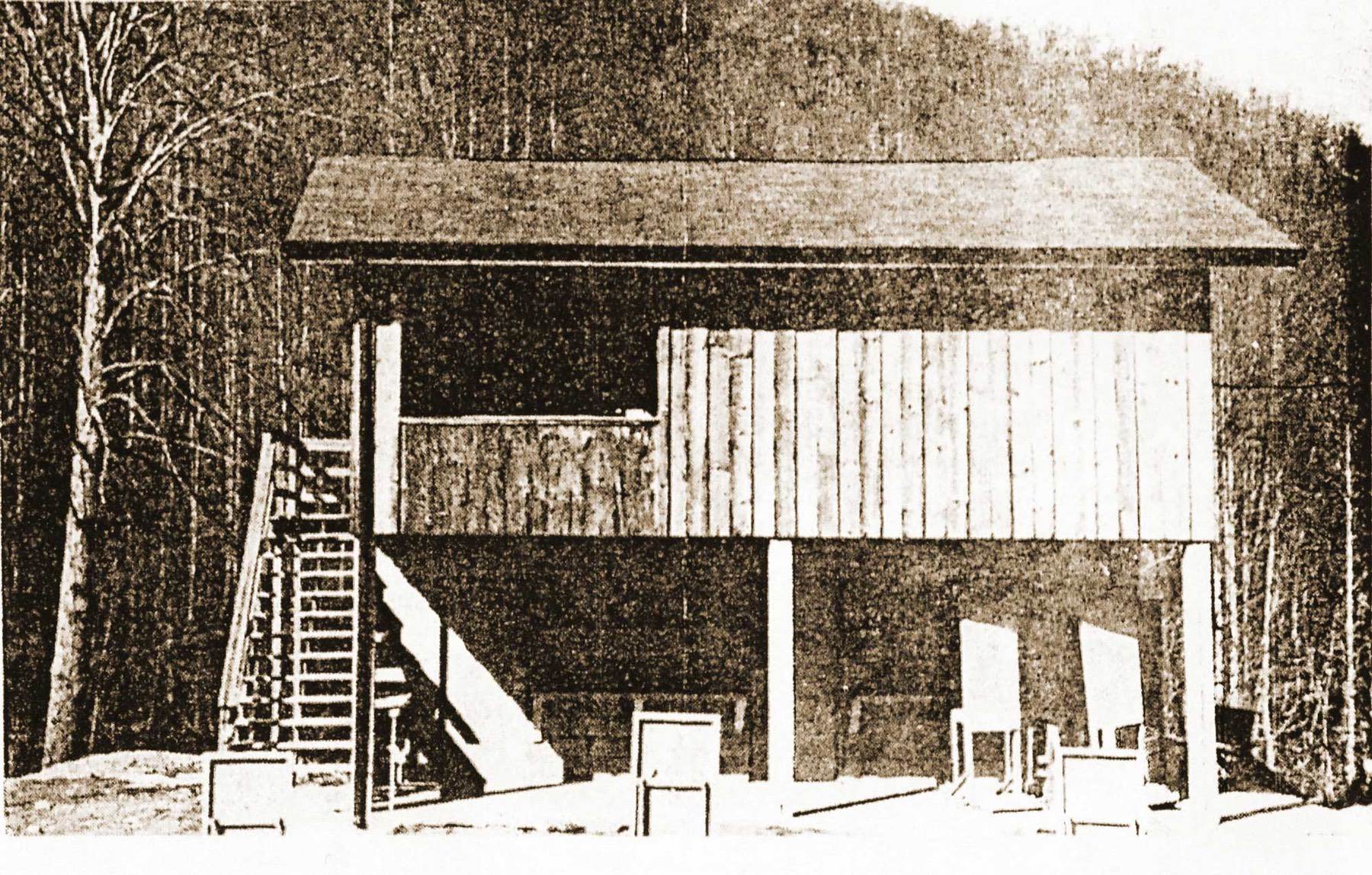 An historic photo of times past when the cabin was an actual shooting range and training facility. You can still picture all of this today while at the cabin.