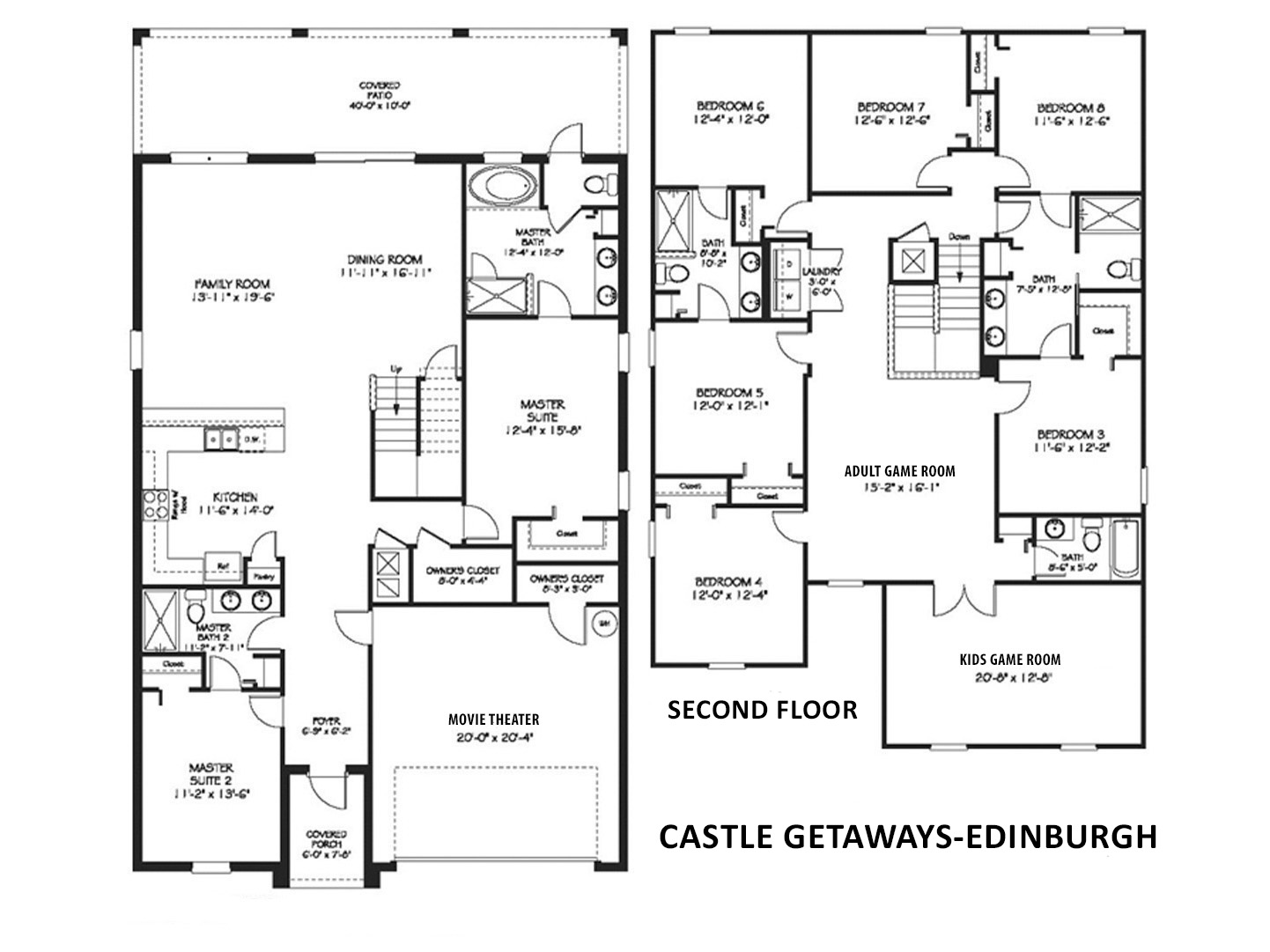 Floor Plan- The above and below bedrooms and bathrooms are labeled per the plan.