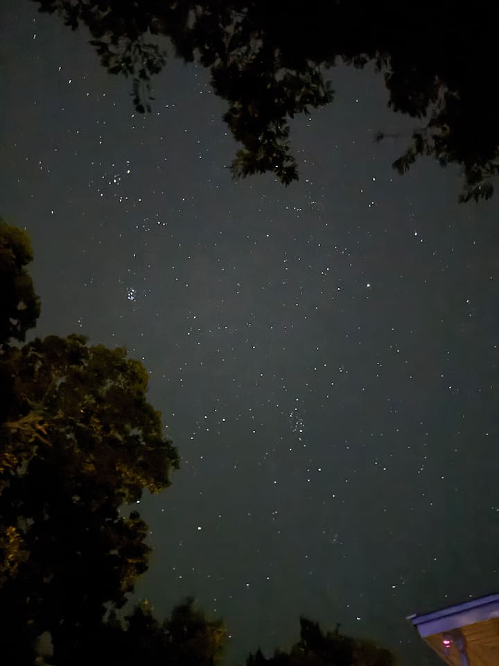 View of stars from pool at night