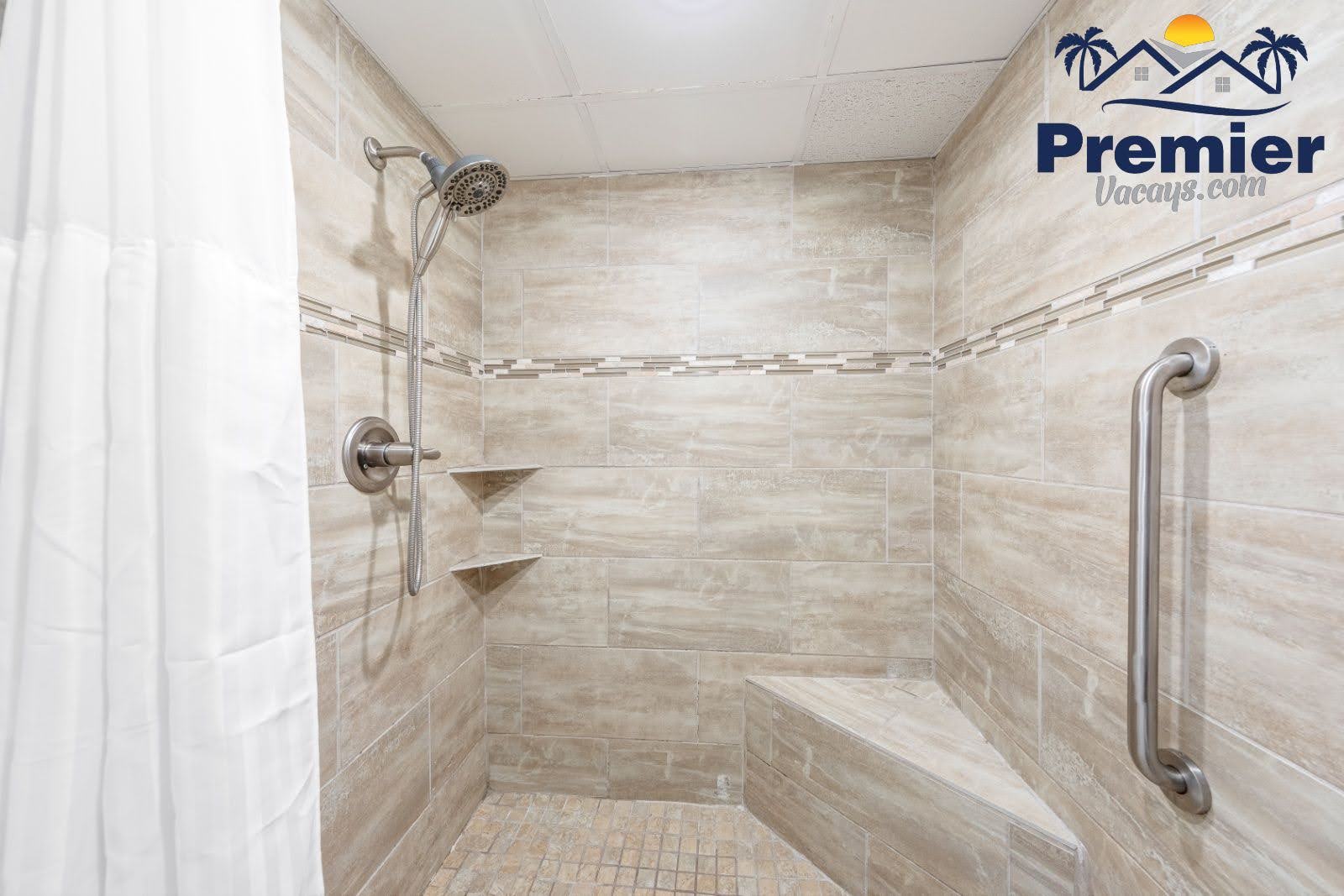 Updated Shower with Seating and Accessibility Bar