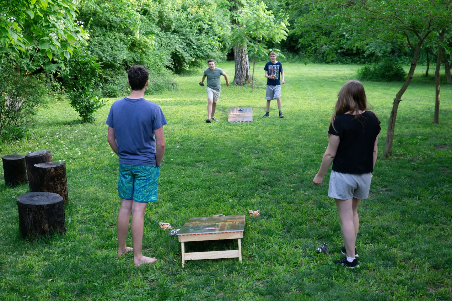 You can play corn hole into the evening as these boards are outlined in LED lights.
