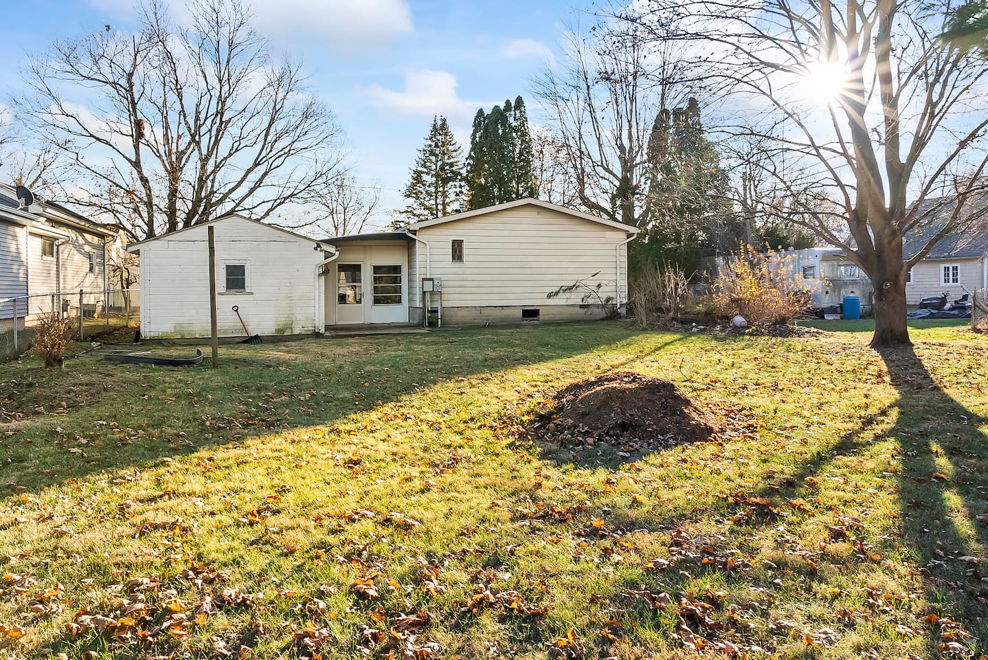 Large open yard perfect for outdoor activities and family gatherings.