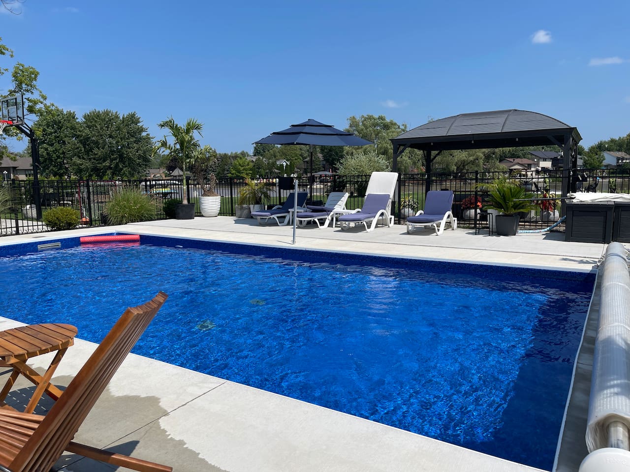 Pool with covered area