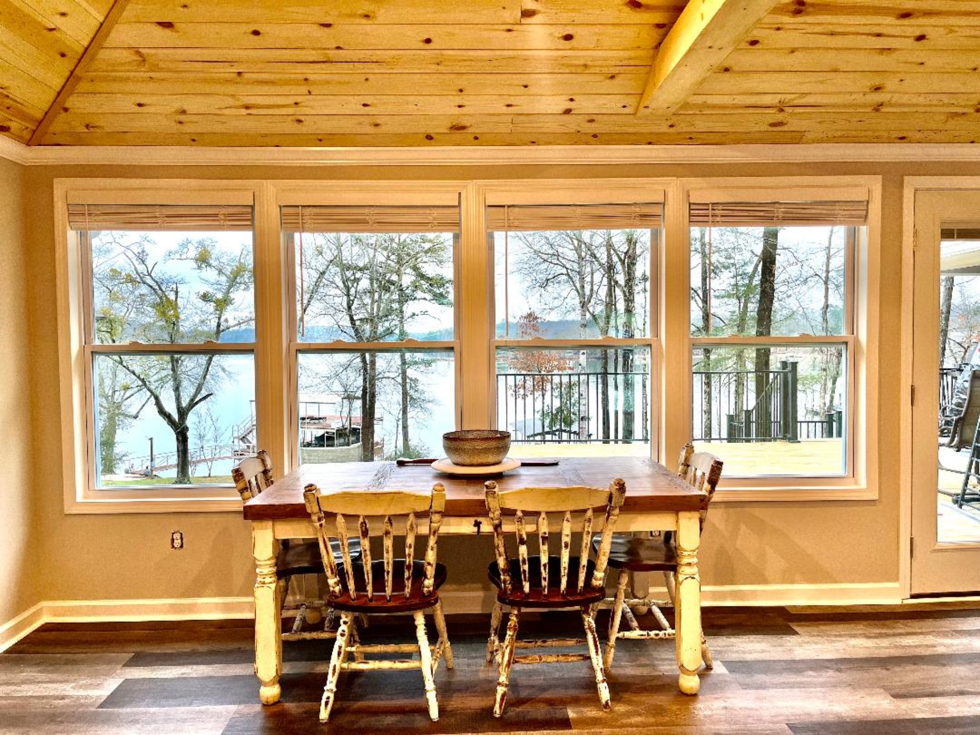 Dining table in the second living area on the main floor