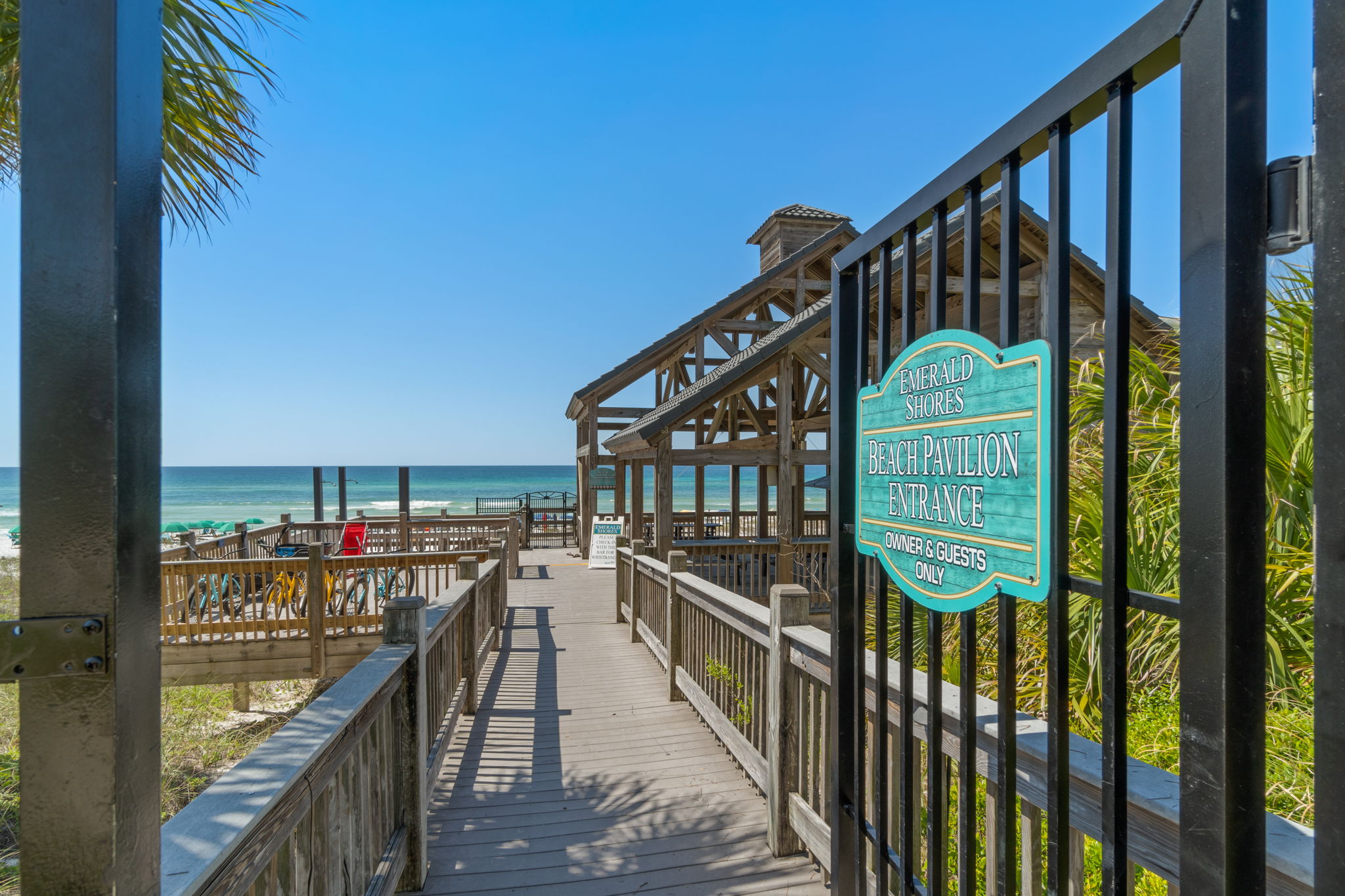 Private Beach Access for guests! There is a seasonal beach bar and bathrooms as well