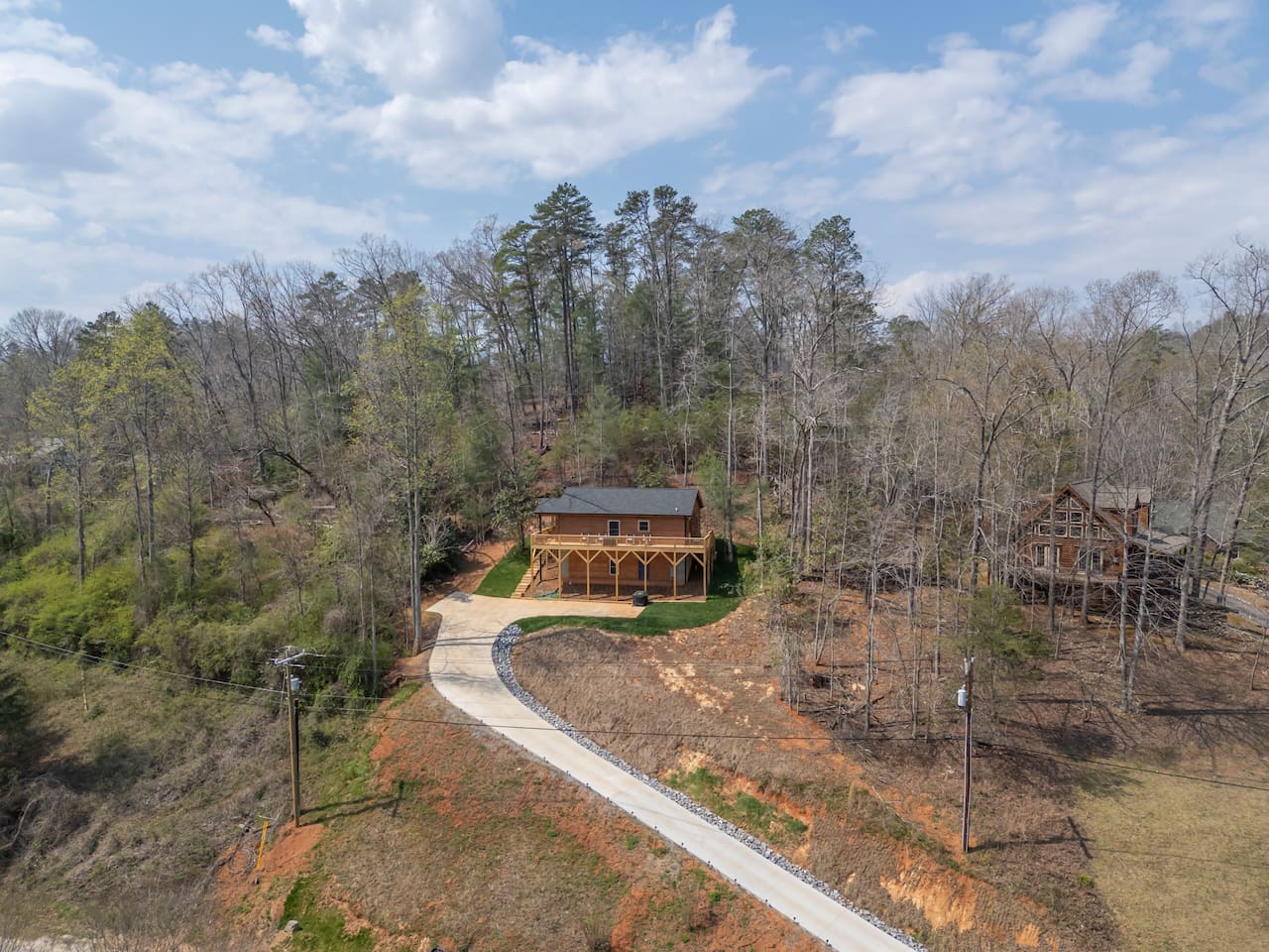 Upper drone view of the cabin