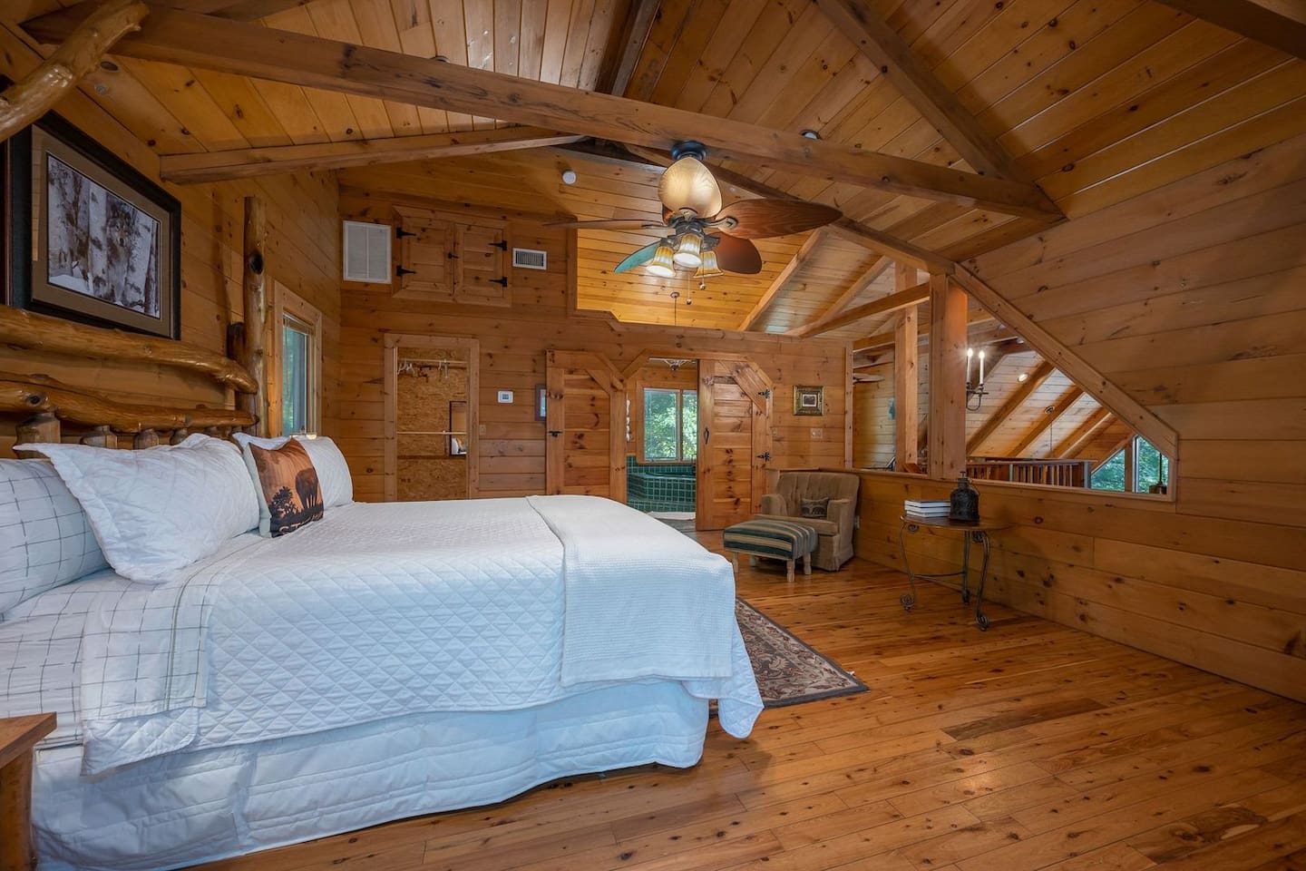 Upstairs Master Bedroom 1 with French Doors to private deck