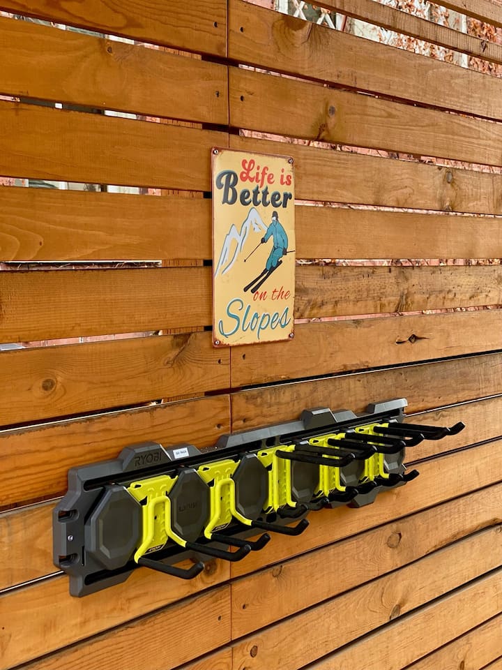 Keep your gear dry and ready — our covered porch offers easy-access storage for skis and snowboards after a day on the slopes.