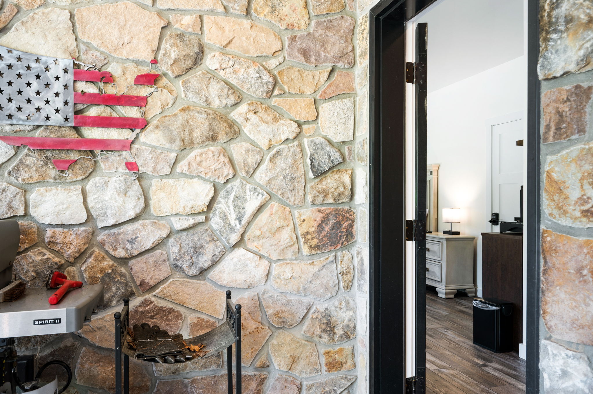 The second bedroom at Bepska is its own personal suite with mini-fridge, Keurig, en suite bathroom and small sitting area.