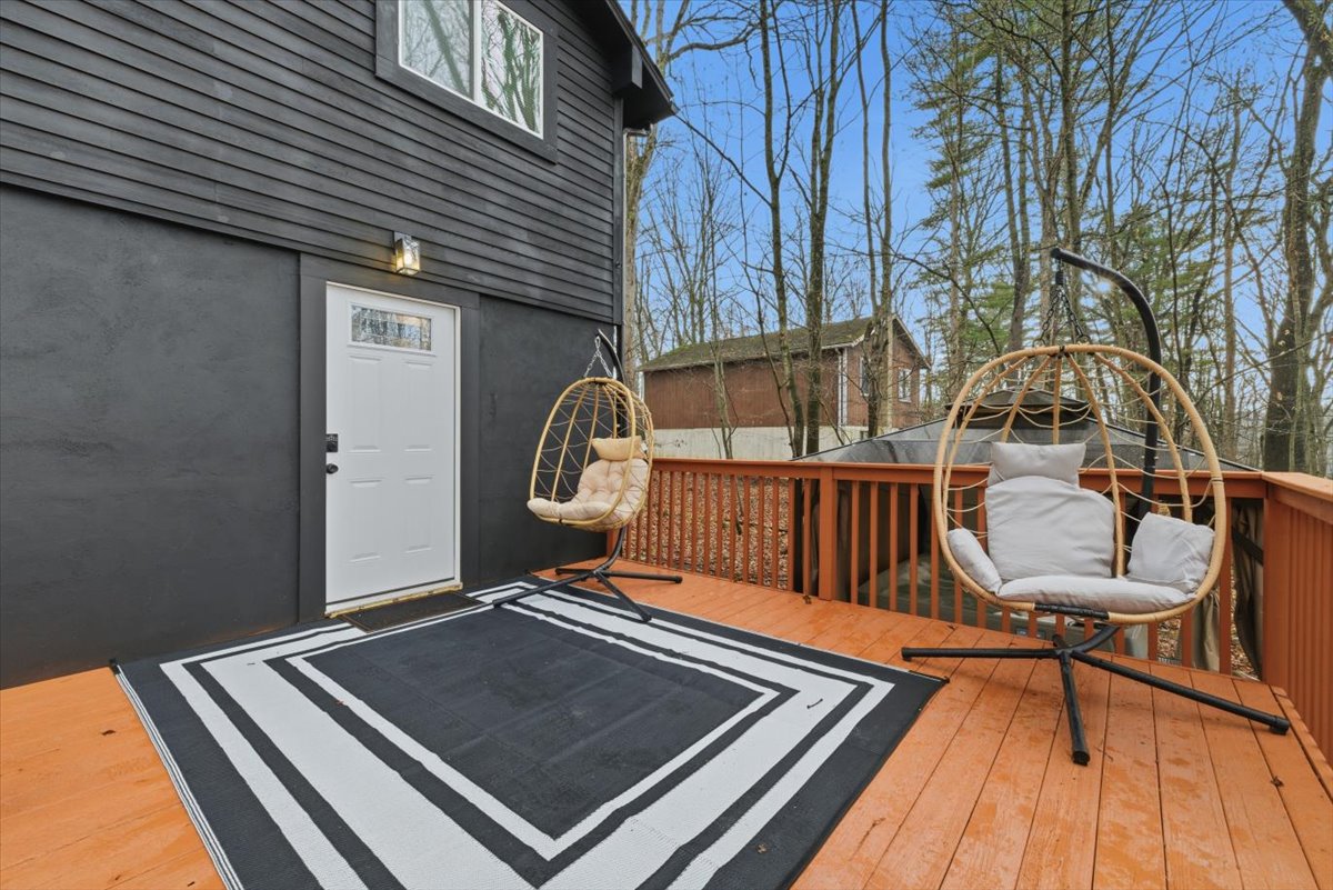 Relax on the rear deck with egg chairs