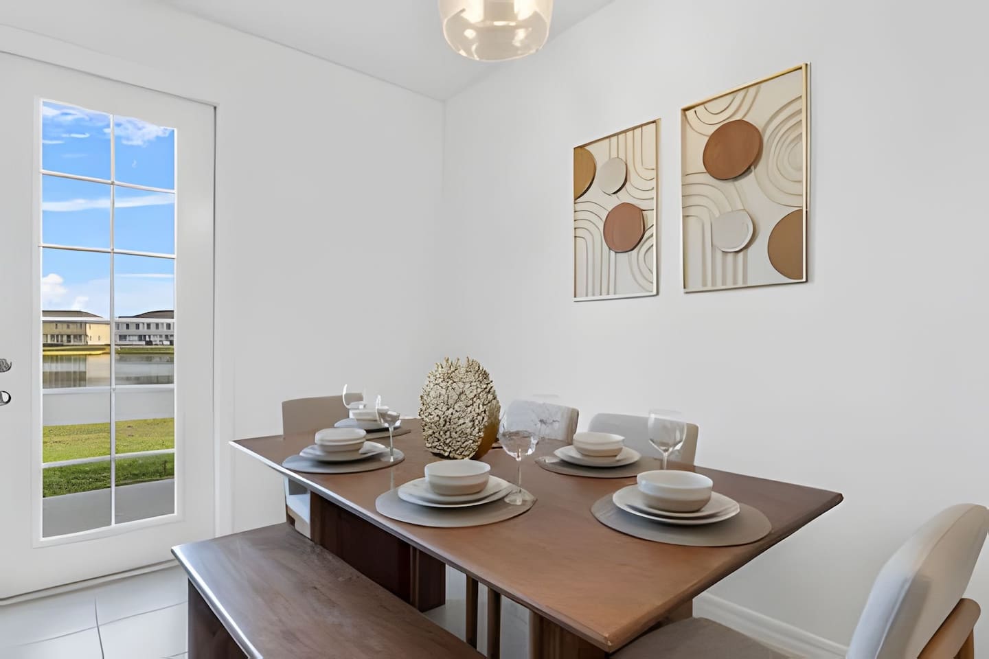 Gather around this stylish dining table for family meals, friendly chats, or even a cozy game night. 