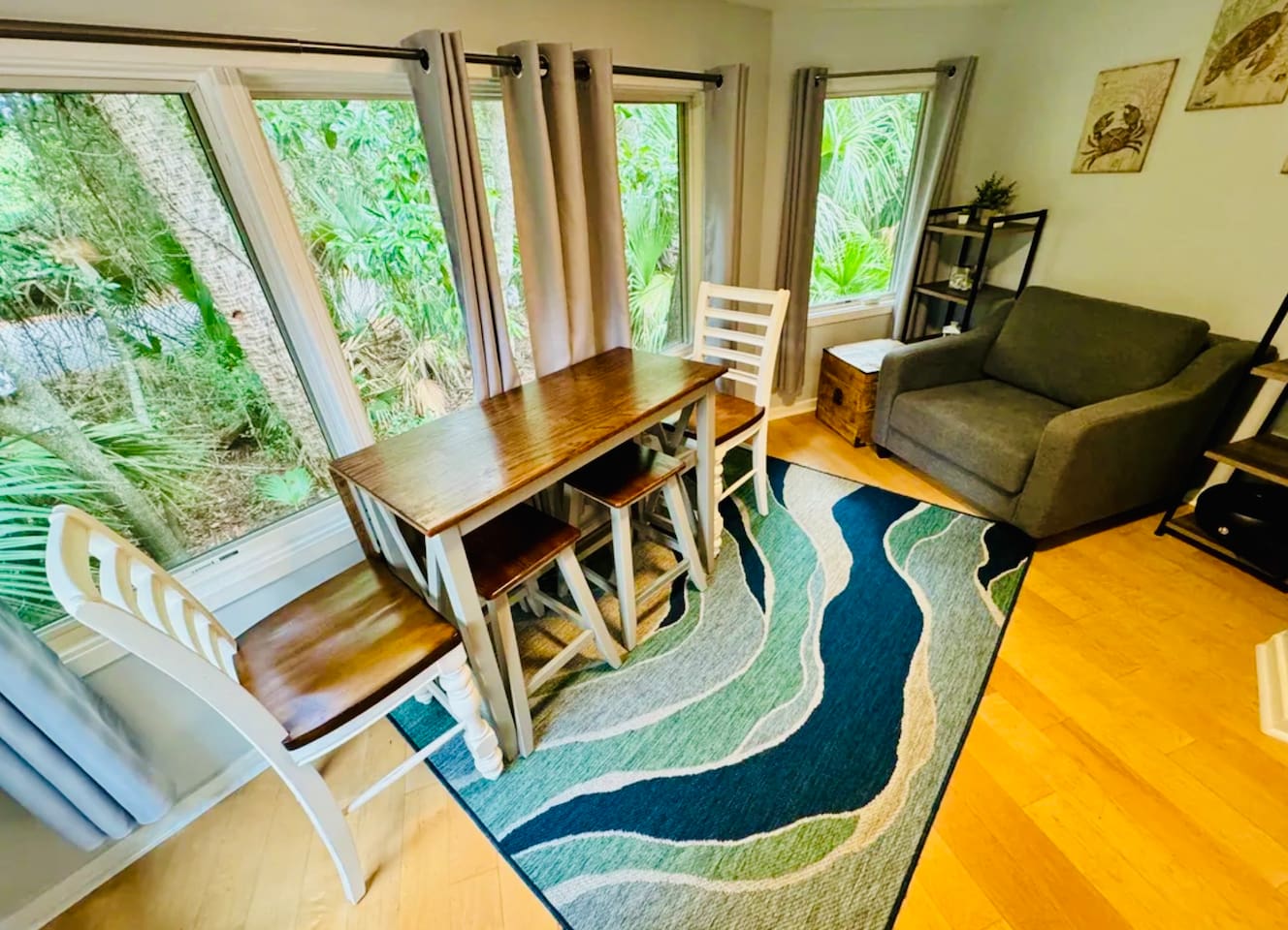Dining nook with garden views