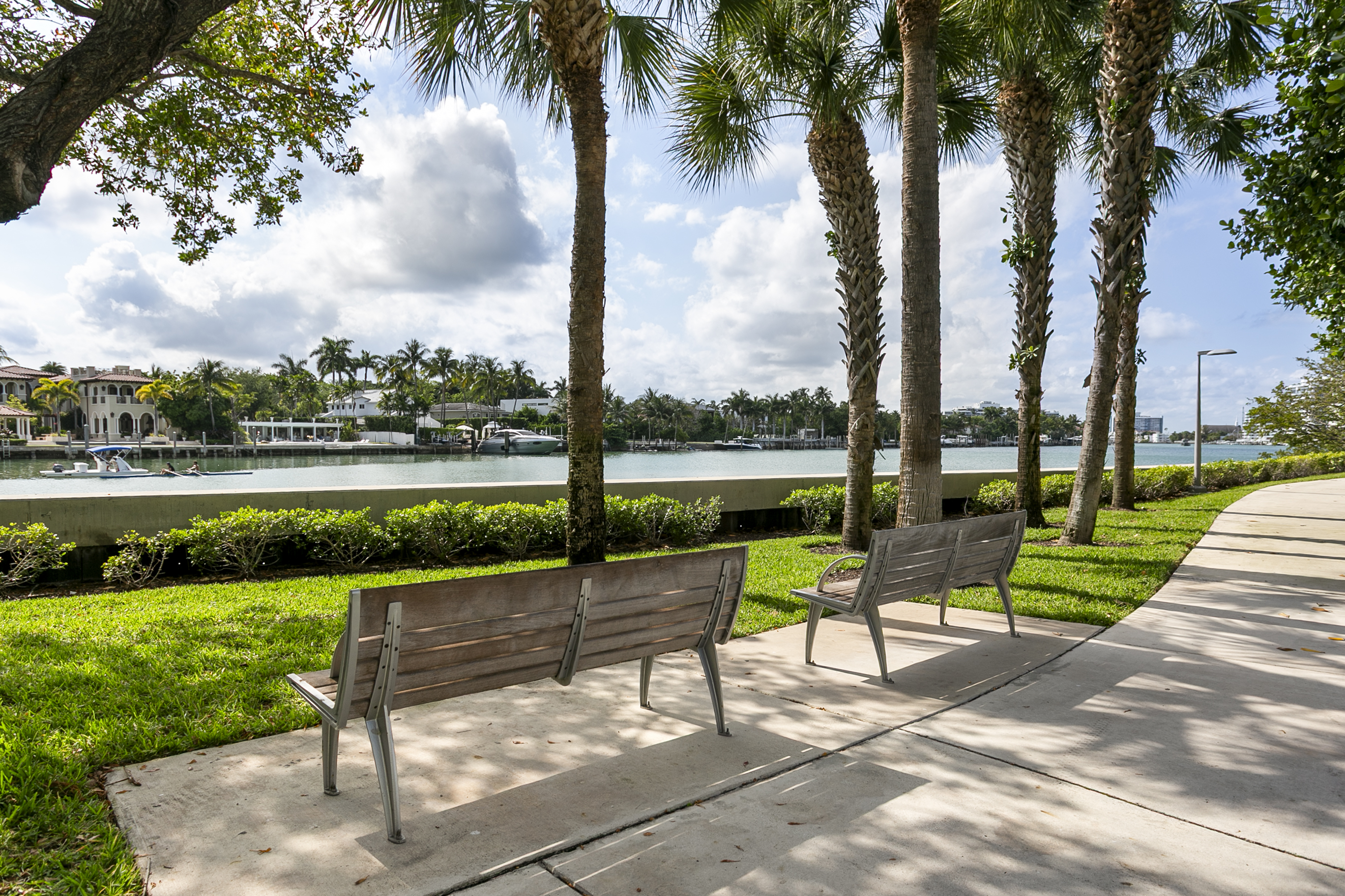 Gaze upon Indian Creek as yachts sail by and mansions line the far shore, Brittany Bay Park directly across from the building