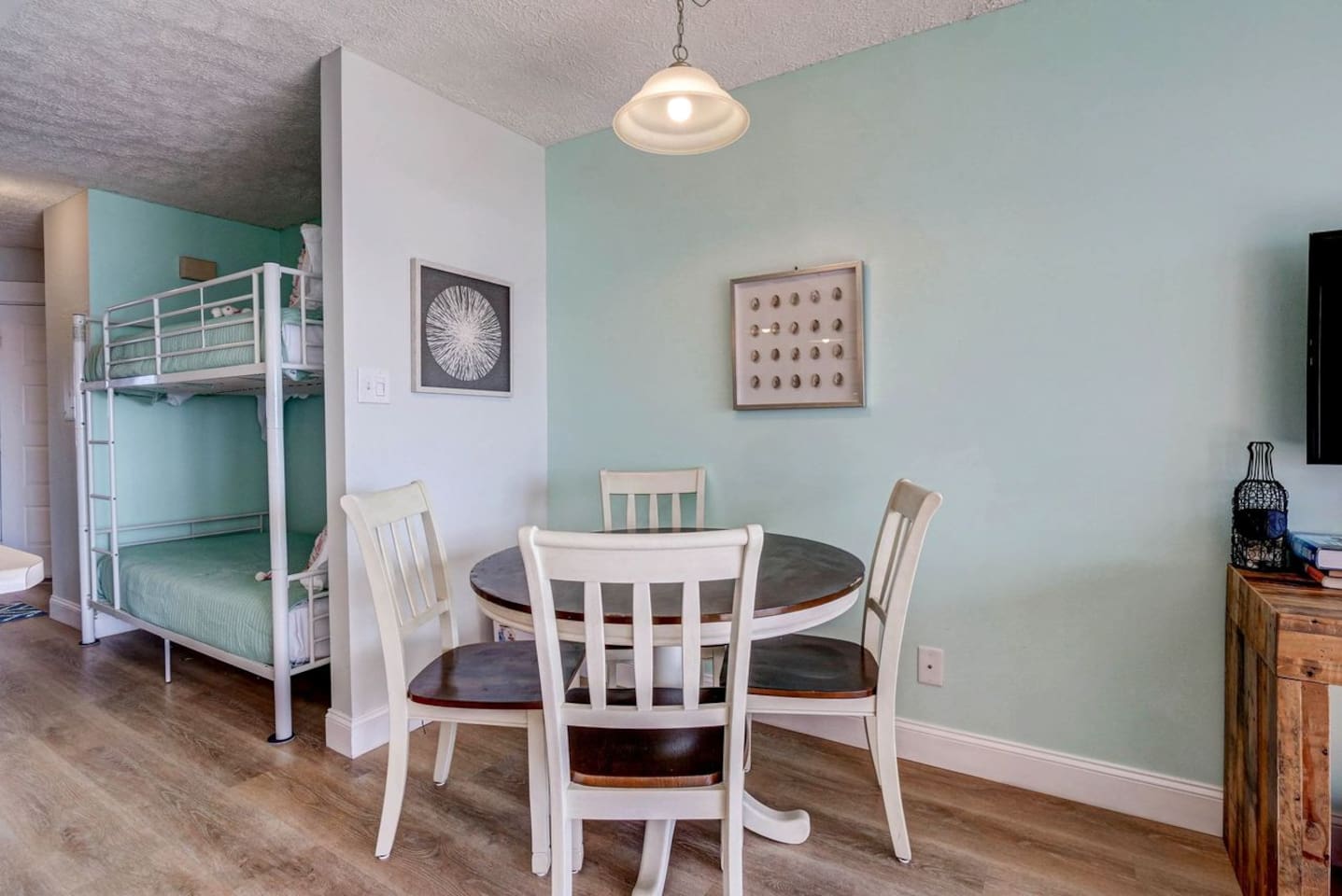 Separate dining table/area.