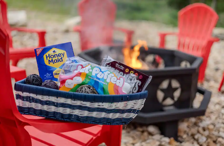 Fire pit ready for s’mores nights