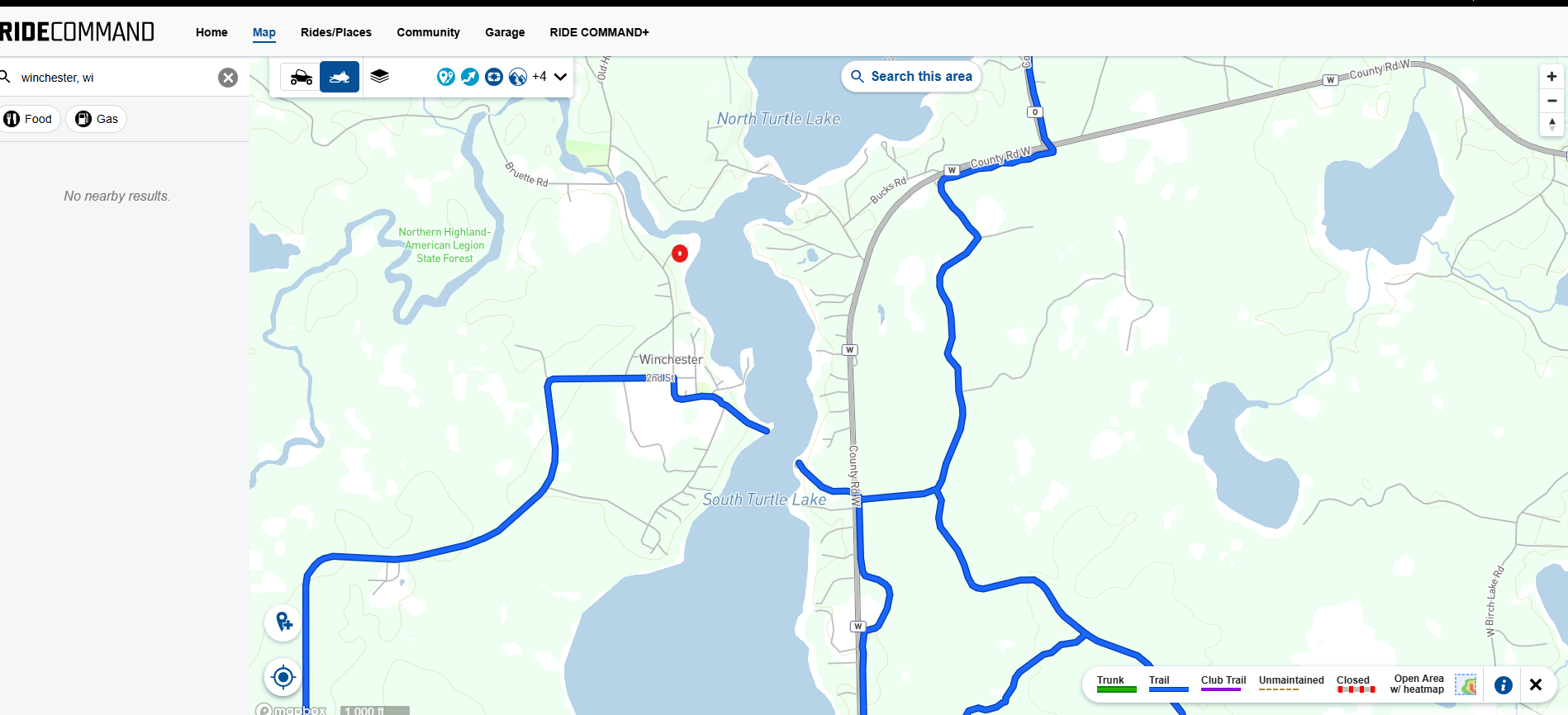 1/2 mile to the snowmobile trail