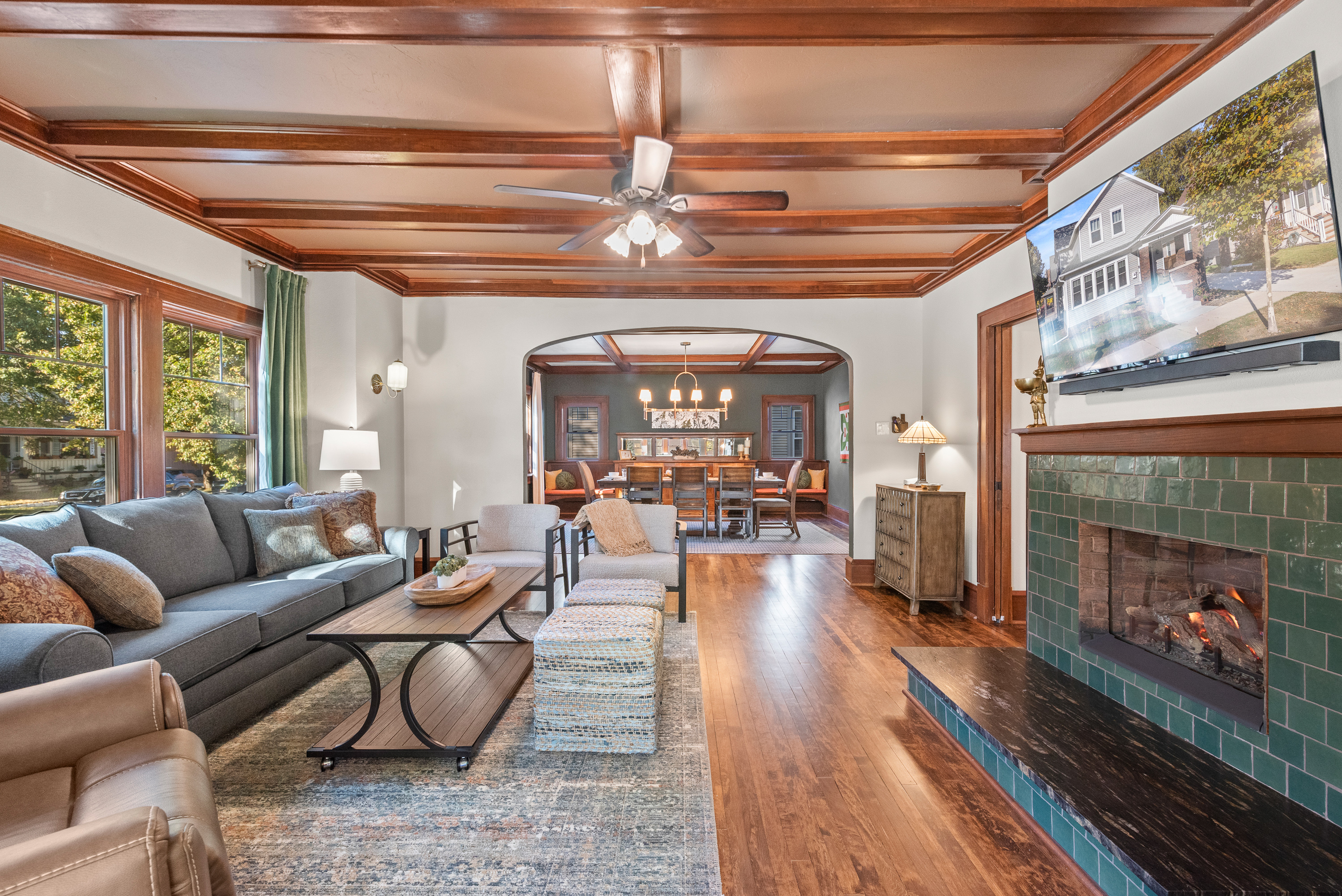 View from living room into dining room.