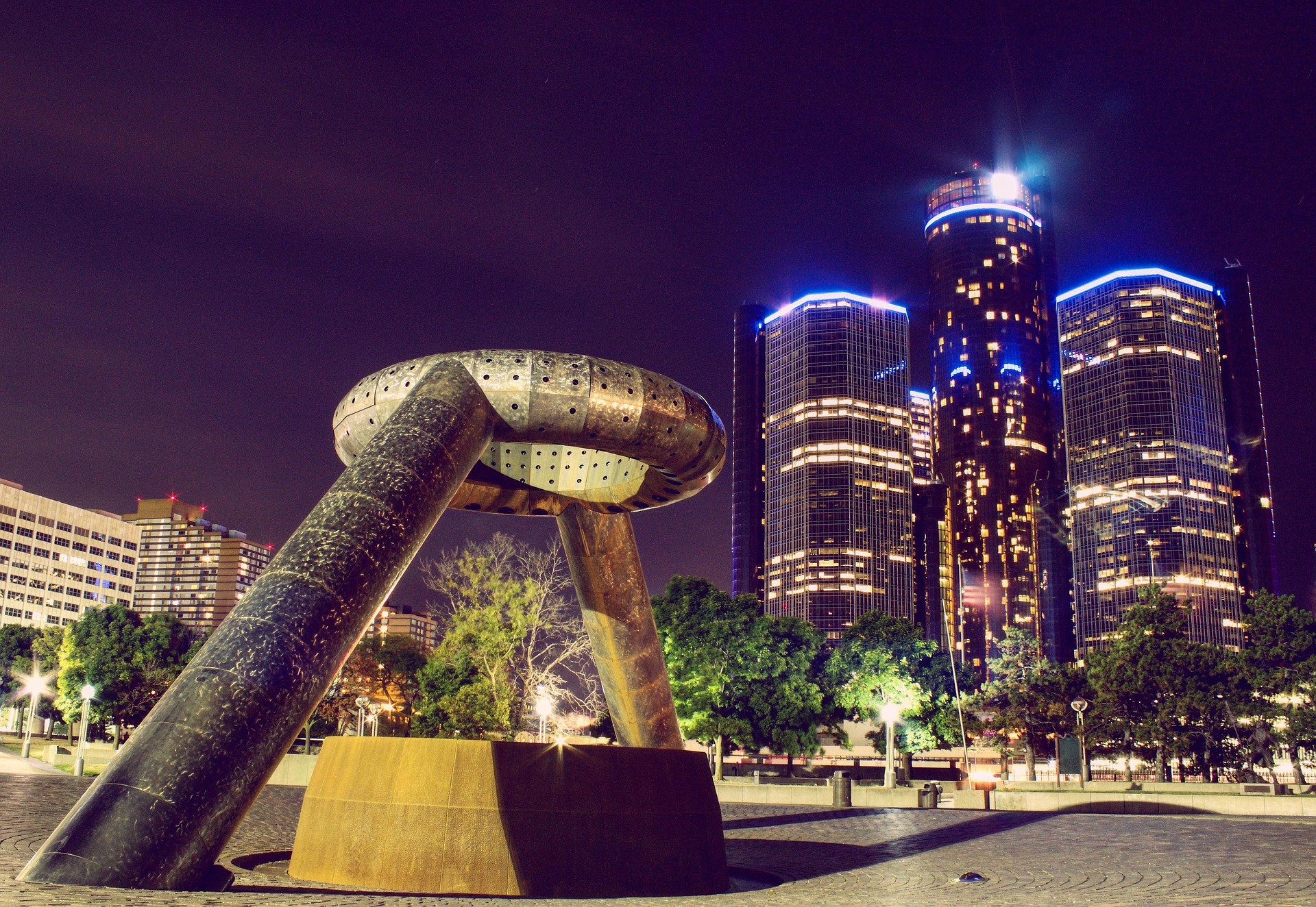 Hart Plaza looking at the Renaissance Center